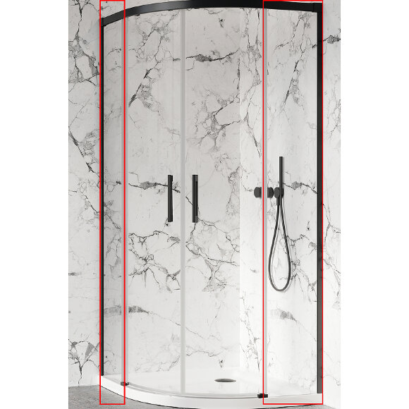 Душевая стенка black pdd 100lх100r боковая профиль черный стекло прозрачное, Radaway Idea арт. 387142-54-01