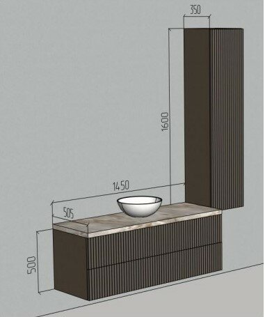 Комплект мебели тумба подвесная + встроенный шкаф Viva, эмаль, индивидуальное изготовление