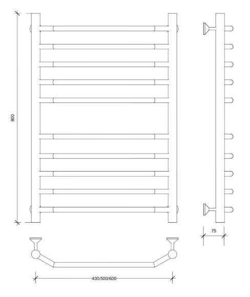Полотенцесушитель водяной, черный, Secado 80x40, Агата 4 - 4673739223574