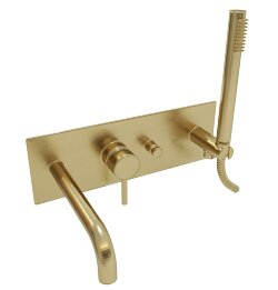 Paffoni Встраиваемый смеситель для ванны и душа (2 выхода) с накладкой из нержавеющей стали 350x120мм и ручным душем, встраиваемая часть в комплекте арт. LIG001HGSP Paffoni Встраиваемый смеситель для ванны и душа (2 выхода) с накладкой из нержавеющей стали 350x120мм и ручным душем, встраиваемая часть в комплекте арт. LIG001HGSP