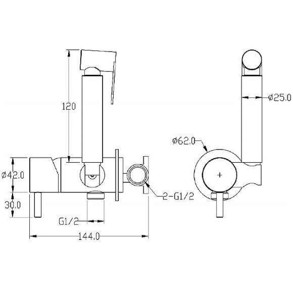 Смеситель гигиенический, Uno. MattGold арт. 467-MG цвет: Золото