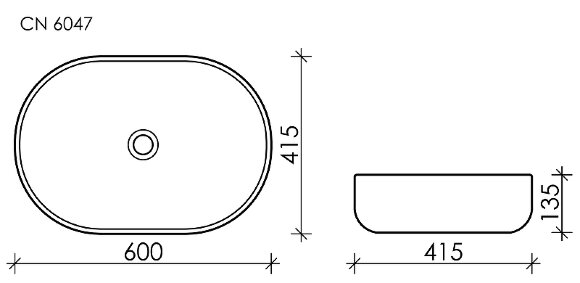 Умывальник Element 600*415*135мм накладная овальная цвет: Капучино Матовый  арт. CN6047MC
