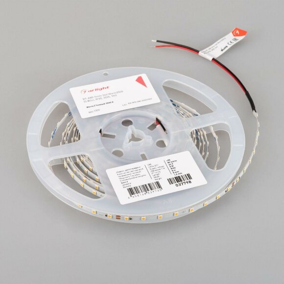 Светодиодная лента 5W/m 80LED/m 2835SMD теплый белый 5M RT-A80-5mm 24V Warm3500 Arlight - 037798