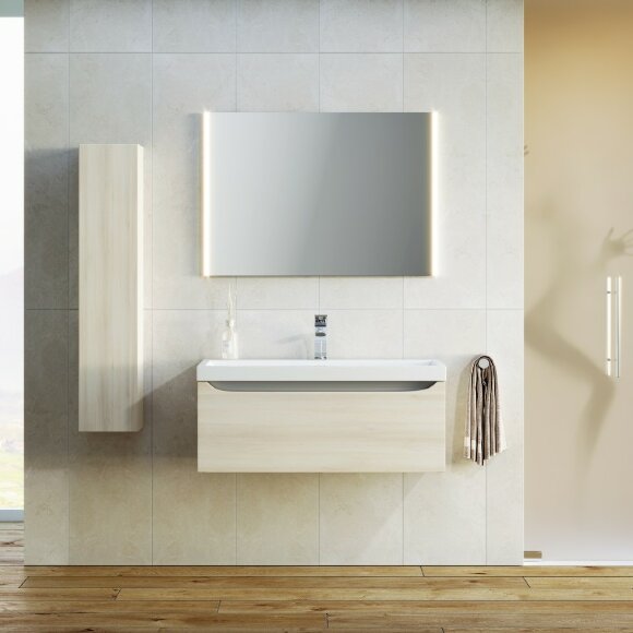 AQWELLA Verona Подвесная тумба в цвете акация с одним выдвижным ящиком и полкой, скрытой за фасадом, с умывальником из литьевого мрамора - Ver.01.10/A AQWELLA Verona Подвесная тумба в цвете акация с одним выдвижным ящиком и полкой, скрытой за фасадом, с умывальником из литьевого мрамора - Ver.01.10/A