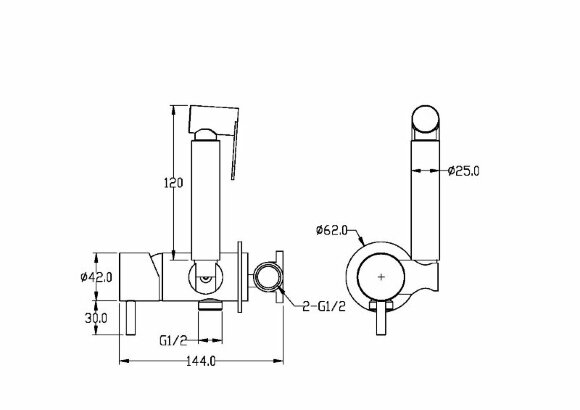 Гигиенический душ со смесителем Uno 467-SGM оруж сталь. глянец Boheme Гигиенический душ со смесителем Uno 467-SGM оруж сталь. глянец Boheme