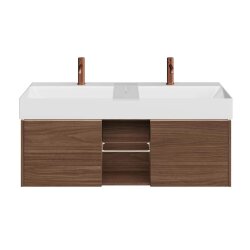 Тумба подвесная 120см, 2 ящика + открытая зона, Kerama Marazzi Grande, GR.120.2\SNUT цвет: структурированный орех