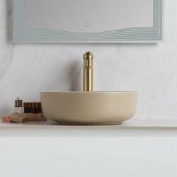 BelBagno Раковина накладная керамическая 410x410x130, круглая, матовый бежевый, арт. BB1315-H316