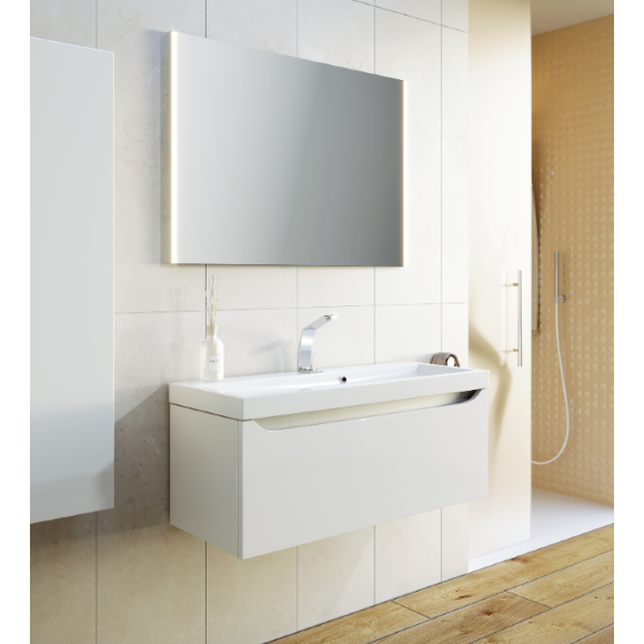 AQWELLA Verona Подвесная тумба в цвете белый глянец с одним выдвижным ящиком и полкой, скрытой за фасадом, с умывальником из литьевого мрамора - Ver.01.10/W AQWELLA Verona Подвесная тумба в цвете белый глянец с одним выдвижным ящиком и полкой, скрытой за фасадом, с умывальником из литьевого мрамора - Ver.01.10/W