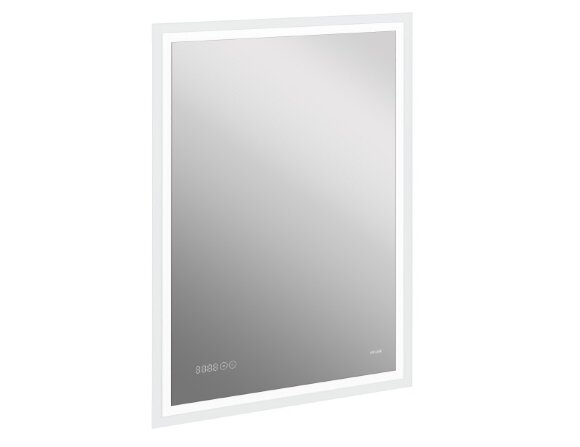 Зеркало 080 design pro 60x85 с подсветкой часы с антизапотеванием, прямоугольное, Cersanit Led, арт. KN-LU-LED080*60-p-Os