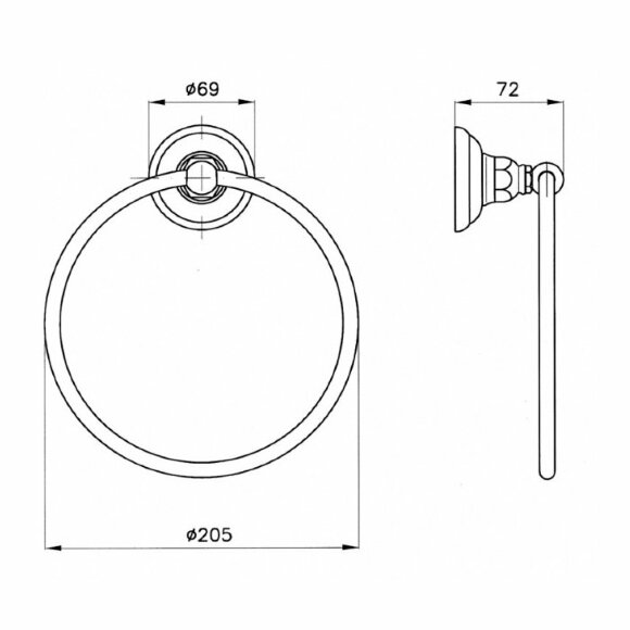 Полотенцедержатель, подвесной, 23см Nicolazzi Accessori Classica 1485CR цвет: хром