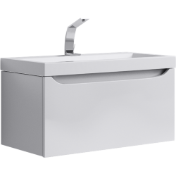 AQWELLA Verona Подвесная тумба в цвете белый глянец с одним выдвижным ящиком и полкой, скрытой за фасадом, с умывальником из литьевого мрамора - Ver.01.08/W AQWELLA Verona Подвесная тумба в цвете белый глянец с одним выдвижным ящиком и полкой, скрытой за фасадом, с умывальником из литьевого мрамора - Ver.01.08/W