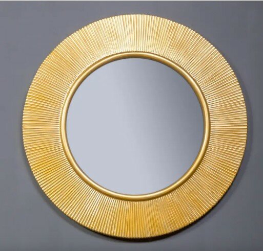 Зеркало d82 Shine круглое ПУ золото с подсветкой ArmadiArt арт. 528-G (SL) light