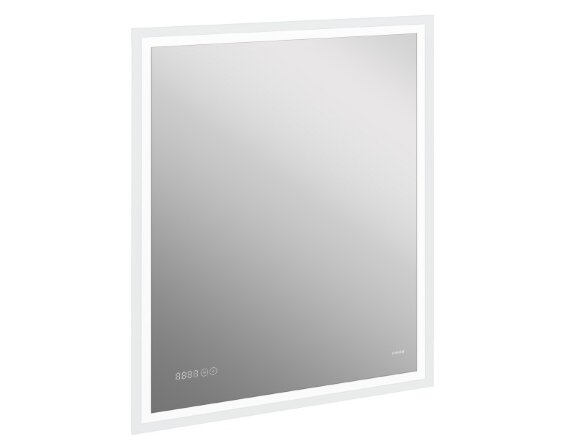 Зеркало 080 design pro 70x85 с подсветкой часы с антизапотеванием, прямоугольное, Cersanit Led, арт. KN-LU-LED080*70-p-Os