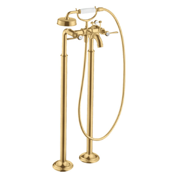 Смеситель для ванны, напольный, с ручным душем, ручка: рычаг, Montreux 16553250 цвет: шлифованное золото, Axor