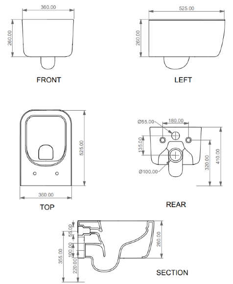 Унитаз подвесной, безободковый GSG Brio BRWCSO026, цвет: оливковый