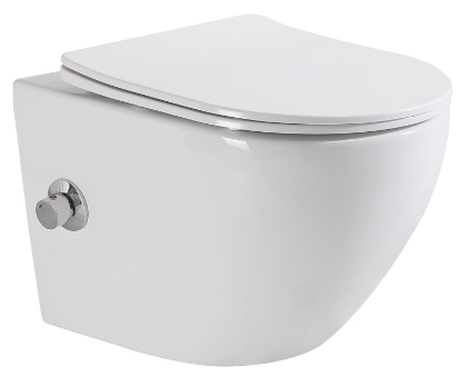 Унитаз подвесной безободковый BelBagno Uno BB3105CHR-BS/SC с крышкой-сиденьем микролифт, со смесителем и функцией биде