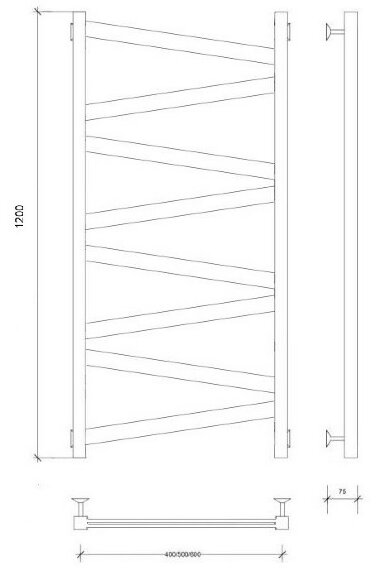 Полотенцесушитель водяной, черный, Secado 120x60, Мирано плюс - 4673739246795