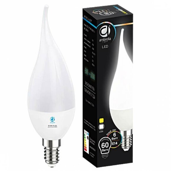 Лампа светодиодная E14 6W 4200K   204914, Ambrella light цвет: белый