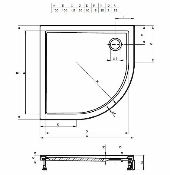 Акриловый душевой поддон Riho Davos 285 100x100 белый R55 + панель DA9300500000000