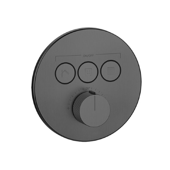 Comfort Смеситель для душа, встраиваемый, термостатический, с 3 запорными кнопками, Hi-Fi Gessi цвет: Black Metal PVD - 38716#706