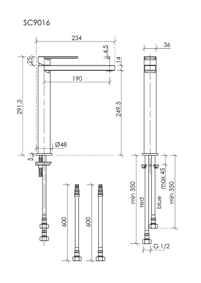 Высокий смеситель для раковины Sancos Studio, цвет: золото брашированное, арт. SC9016BG Высокий смеситель для раковины Sancos Studio, цвет: золото брашированное, арт. SC9016BG