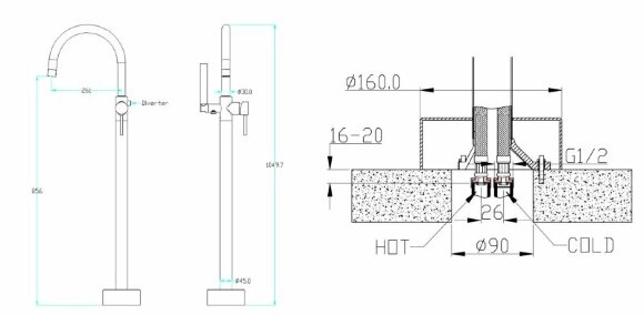 Смеситель для ванны Uno 469-MW Белый матовый Boheme