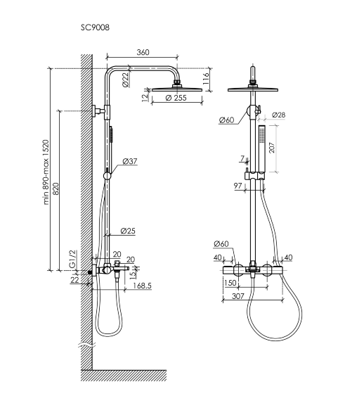 Душевая система с термостатом и изливом Sancos Etna, цвет: золото брашированное, арт. SC9008BG Душевая система с термостатом и изливом Sancos Etna, цвет: золото брашированное, арт. SC9008BG