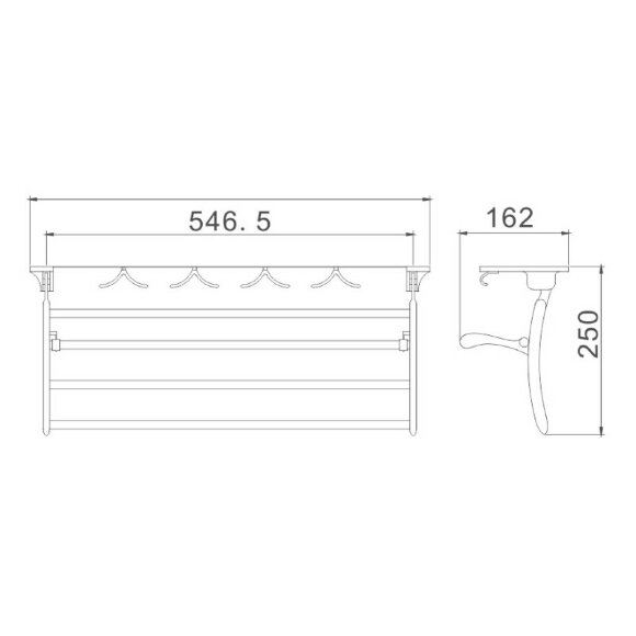 Полка для полотенец хром, Haiba - HB805