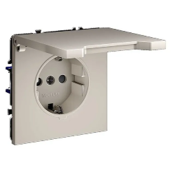 Розетка встраиваемая Voltum S70 с заземлением, защитными шторками и крышкой 16А, цвет: кашемир, арт. VLS040303