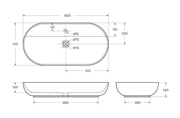 BelBagno Раковина накладная керамическая 410x810x135, овальная, глянцевый белый, арт. BB1347