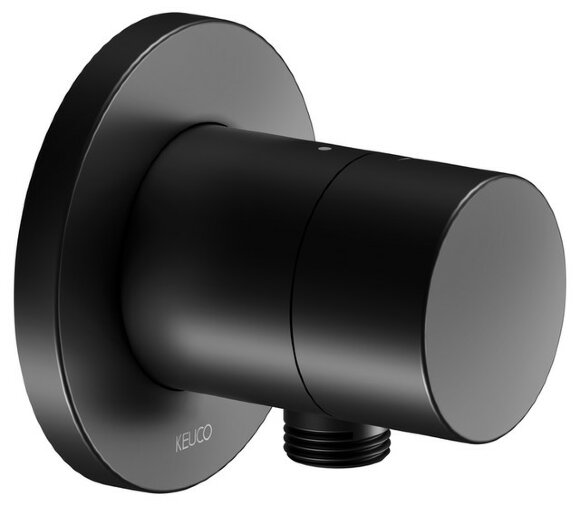 Keuco Встраиваемый запорный вентиль с выводом для шланга с рукояткой Pure, с круглой розеткой, Ixmo, 59541 370101 цвет: черный матовый