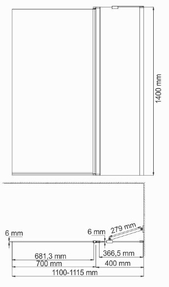 Стеклянная шторка на ванну 140x110 Berkel 48P02-110R Matt glass Fixed WasserKRAFT цвет: хром