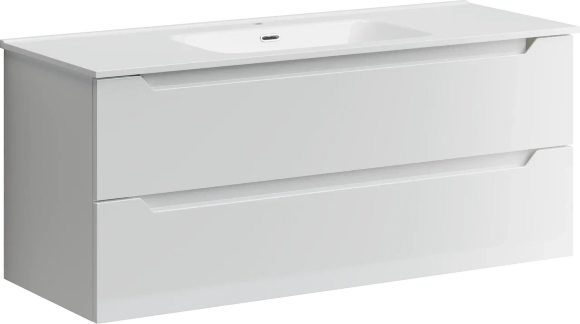 Тумба подвесная SANCOS Norma 2.0 1190х450х500, c двумя ящиками оснащенными доводчиками, белый глянец , арт. NR2.120-1W