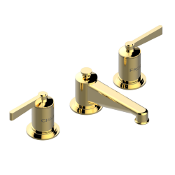 Смеситель для раковины на три отверстия устанавливаемый на борту с донным клапаном, THG Faubourg metal с рукоятками, золото (F01) - G2U-151 Смеситель для раковины на три отверстия устанавливаемый на борту с донным клапаном, THG Faubourg metal с рукоятками, золото (F01) - G2U-151