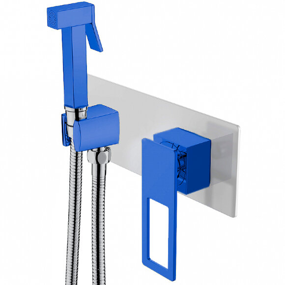 Гигиенический душ со смесителем Q 147-CRUV Хром Синий Boheme