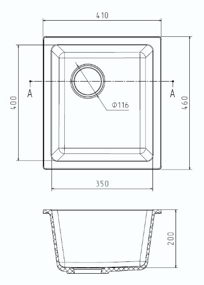 Кухонная мойка Berkana 415x455, 1 чаша, Rivelato, BK-35 beige scuro цвет: бежевый