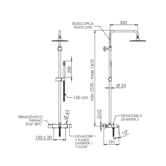 Душевая стойка REMER Elegance EQ34A7MDMD20, цвет: хром Душевая стойка REMER Elegance EQ34A7MDMD20, цвет: хром