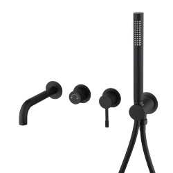 Смеситель встроенный + ручной душ + излив Uno Black, арт. 464-3-B