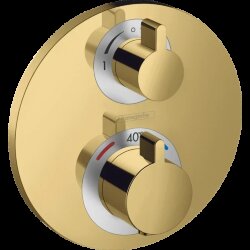 Hansgrohe термостатический смеситель для душа скрытого монтажа на 2 потребителя, Ecostat S, глянцевое золото арт. 15758990 Hansgrohe термостатический смеситель для душа скрытого монтажа на 2 потребителя, Ecostat S, глянцевое золото арт. 15758990