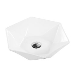 BelBagno Раковина накладная керамическая 415x485x120, пентаугольная, глянцевый белый, арт. BB1344A