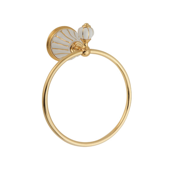 Кольцо для полотенца, керамика белая с золотым декором, Migliore Olivia арт. 17522