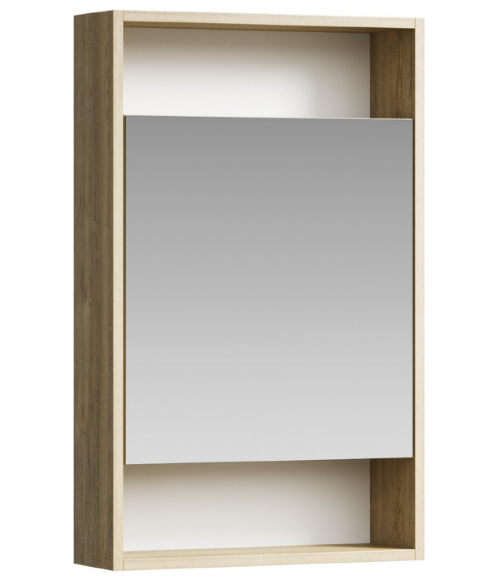 AQWELLA City Универсальный левый/правый зеркальный шкаф с одной дверью и двумя открытыми полками, цвет дуб балтийский - SIT0405DB
