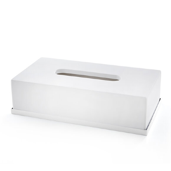 3SC Контейнер для бумажных салфеток, 24х7х13 см, прямоугольный, настольный, композит Solid Surface,  Mood Deluxe цвет: белый арт. MDW70ABO