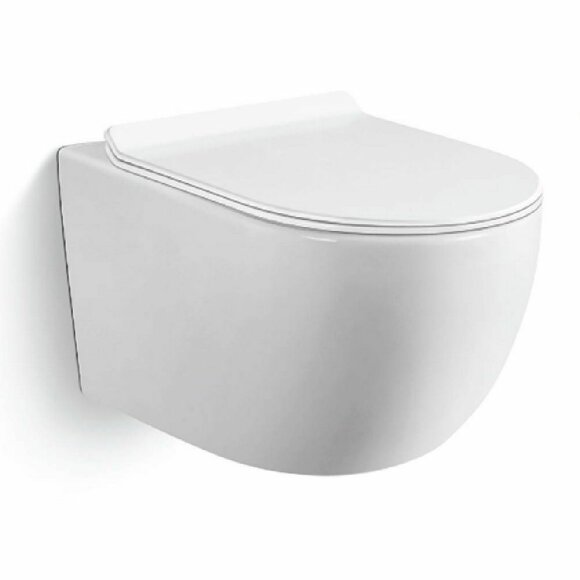 Подвесной унитаз (520x360x310), W-701 Rimless, UF seat cover, Fixing screw, Black&White арт. 701W00