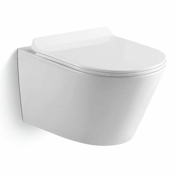 Подвесной унитаз (480x370x370), W-703 Rimless, UF seat cover, Fixing screw, Black&White арт. 703W00
