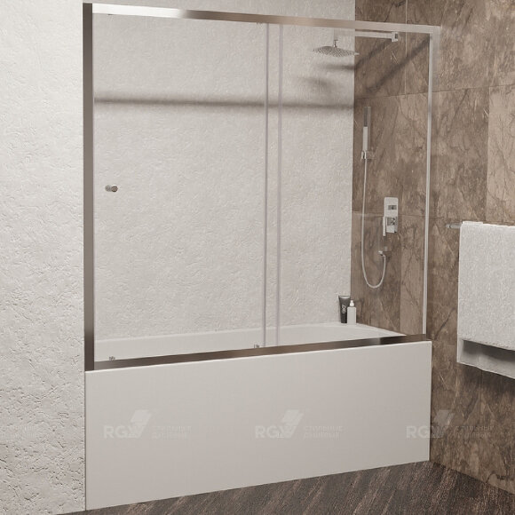 RGW Шторка на ванну sc-42 150x150 профиль хром стекло прозрачное алюминий, стекло арт. 04114215-11