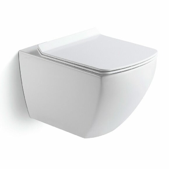 Подвесной унитаз (515x360x345), W-726 Rimless, UF seat cover, Fixing screw, Black&White арт. 726W00