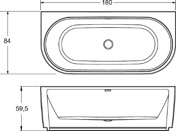 Акриловая ванна DESIRE WALL MOUNTED 184x84 RIHO арт. BD07 (BD0700500000000)