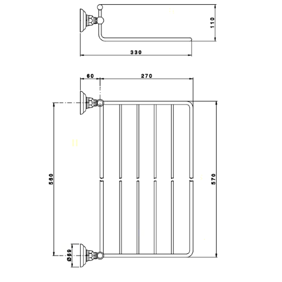 Полочка для полотенец, подвесная Nicolazzi Accessori Classica 1499CR цвет: хром