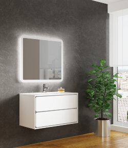 Тумба для раковины 2 выдвижных ящика (раковина r9120d) SANVIT BRUNO-2 арт. kbruno2120w